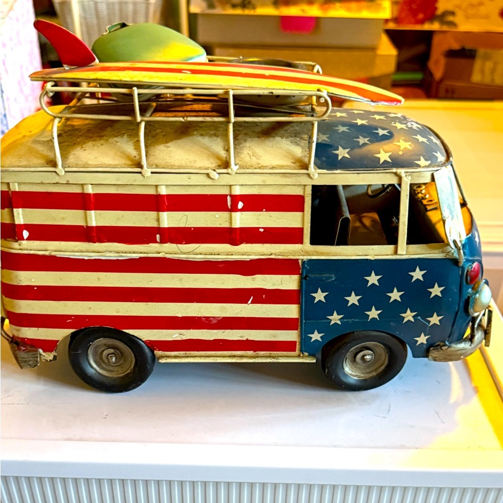 Vintage Metal  Blue Star-Patterned Van Model decoration - Picture 3 of 6